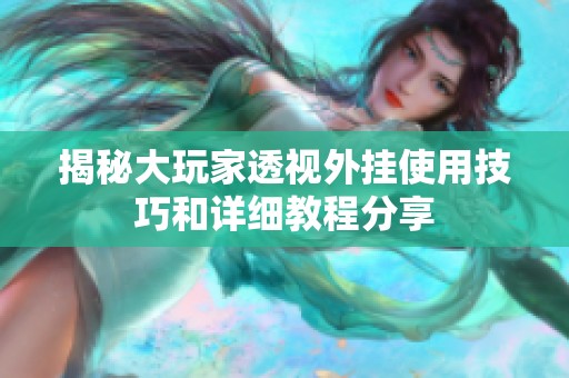 揭秘大玩家透視外掛使用技巧和詳細(xì)教程分享