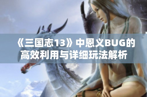 《三國(guó)志13》中恩義BUG的高效利用與詳細(xì)玩法解析