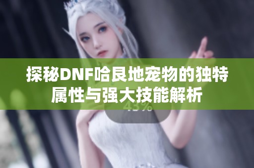 探秘DNF哈艮地寵物的獨(dú)特屬性與強(qiáng)大技能解析